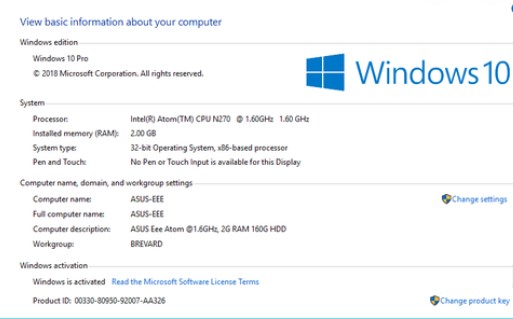 32-bit version of Windows 10