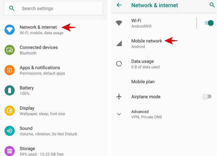 network settings android